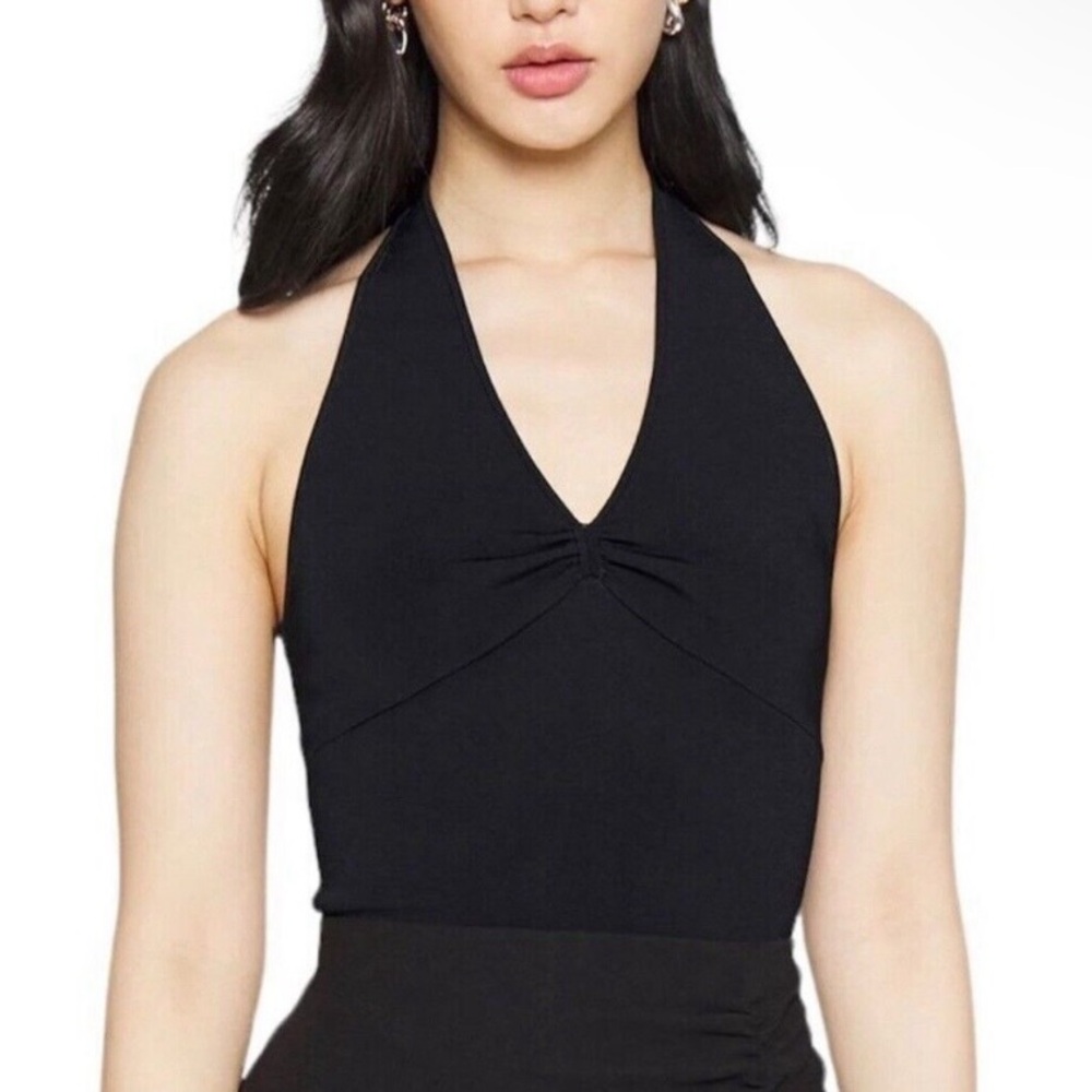 NWT Alice + Olivia Saria Halter Neck Black Top - Sz XL